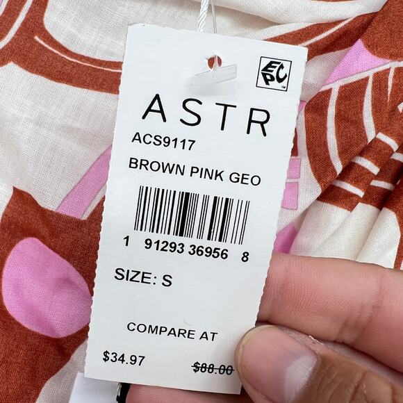 NWT ASTR The Label Oriana Mini Skirt Retro 70s Inspired Women's S Pink Brown - Picture 7 of 8